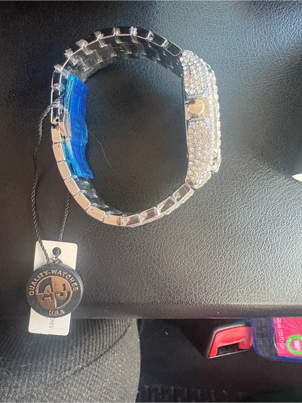 Men's Silver Crystal Cuff Bracelet by AJ Quality-Watches